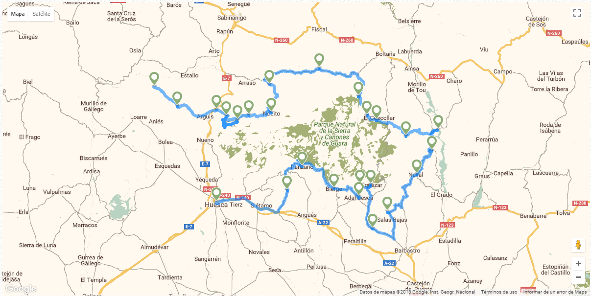 mapa ruta secretos del prepirineo